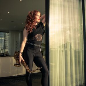 Playing the saxophone